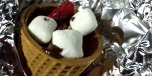 “Glamping” Fruity Smores Cones